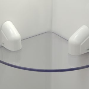 SEMI CIRCULAR SHELF - CLEAR POLYCARBONATE/WHITE