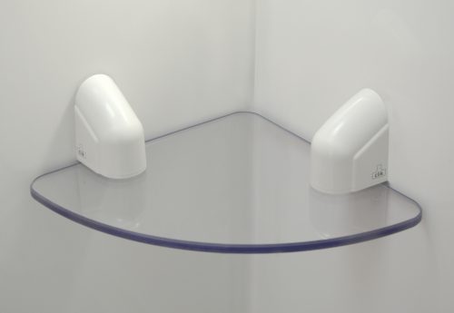 SEMI CIRCULAR SHELF - CLEAR POLYCARBONATE/WHITE