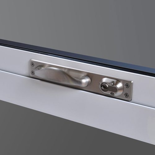 WINDOW PUSH/PULL HANDLE ON BACKPLATE C/W NARROW ROLLER BOLT DEADLOCK